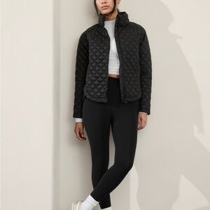 Athleta Black Quilted Jacket Whisper Featherless Puffer
